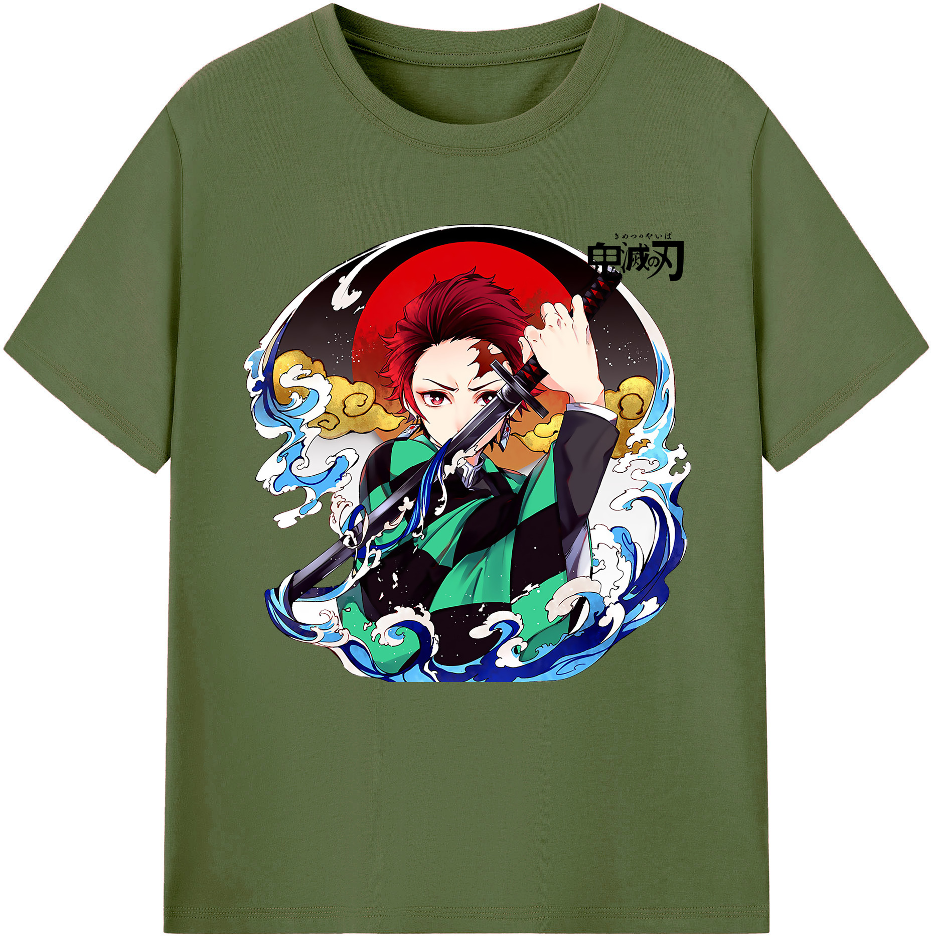 （画像用） 鬼滅の刃 竈門 炭治郎／かまど たんじろう Kamado Tanjirou 綿100％半袖Tシャツ（フロントプリント）